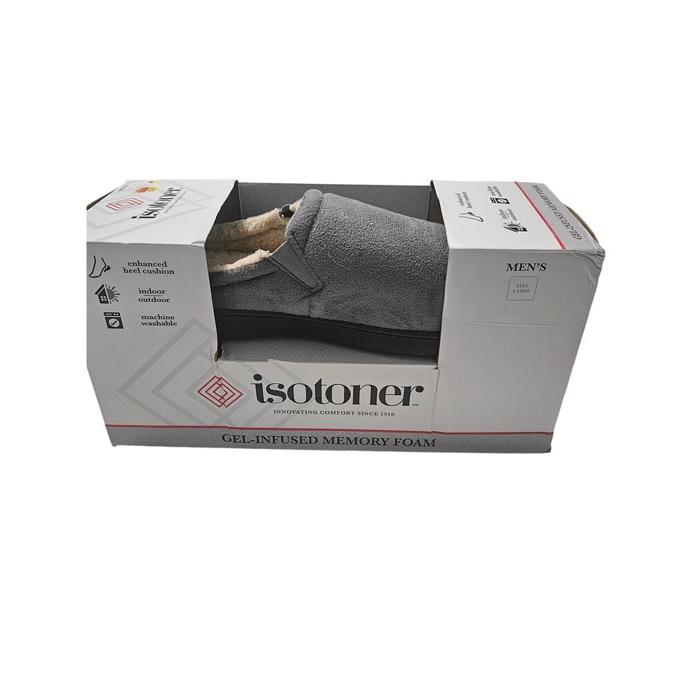 Isotoner Gel Infused Memory Foam Slippers Gray Size XL  11-12